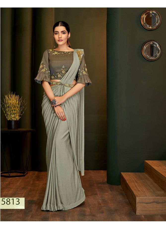 Mohmanthan Carmella Latest Stylish Party Wear Heavy Designer Heavy Handwork Embroidery Lycra Saree Collection 